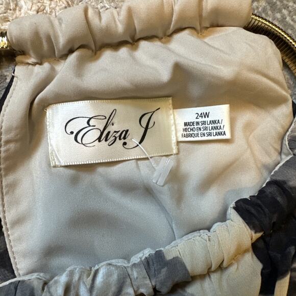 NWT ELIZA J Floral Print Halter Chiffon Maxi Dress Gold Chain Collar NO SASH 24W - Picture 7 of 11